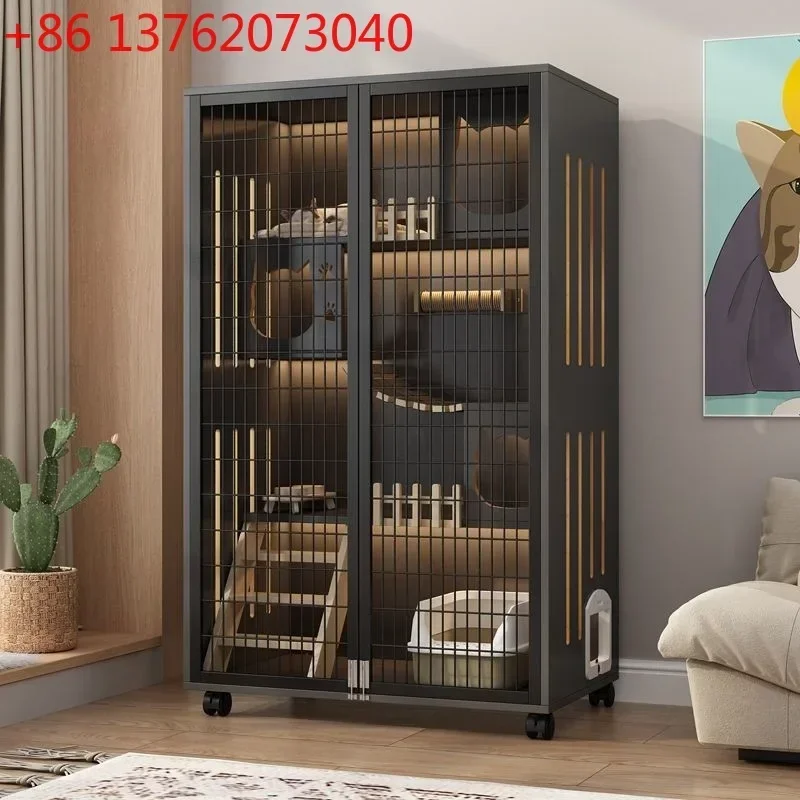 Cat villa solid wood cage free space home indoor panoramic solid wood cat house