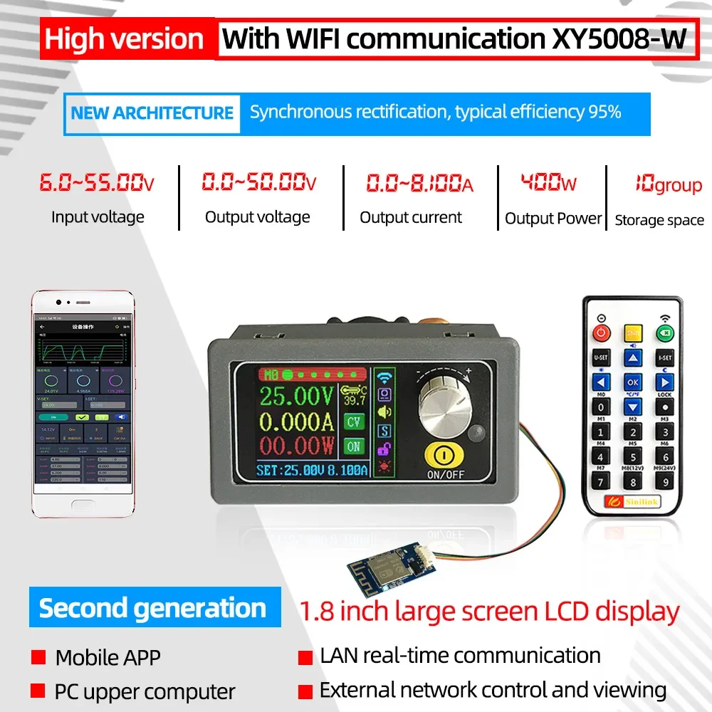 

DC-DC Buck Converter 400W 50V 8A Variable CC CV Adjustable Power Supply Module Step-Down Voltage Regulator Power WIFI APP