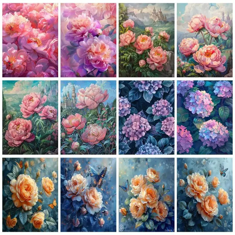 

CHENISTORY Paint By Number Peony Flower Drawing On Canvas Gift DIY Pictures By Numbers Kits Hand Painted Painting Art Home Decor
