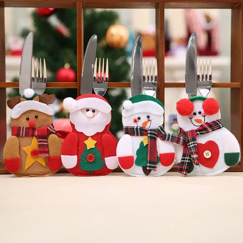 

Noel Christmas Decorations for Home Dinner Table Decor New Year Christmas Gift Tableware Fork Holder Bag Navidad