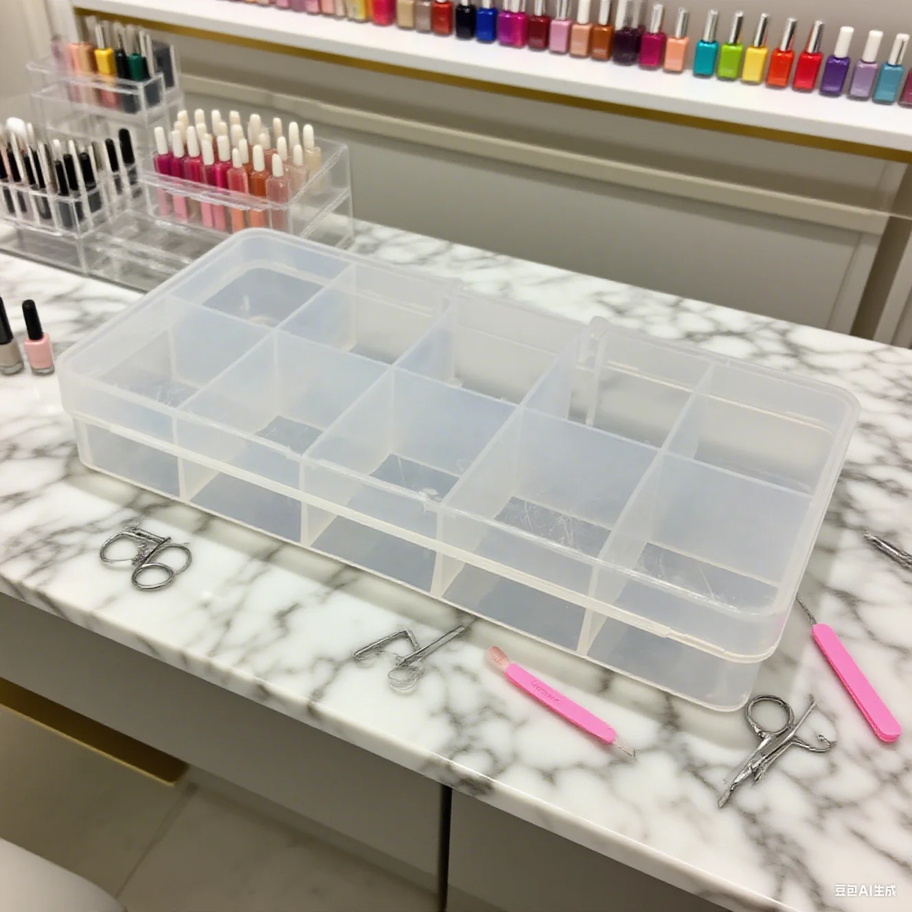 10 compartimentos de plástico transparente para almacenamiento de joyas, decoraciones artísticas para uñas, organizador portátil, cuentas de diamantes de imitación, accesorios para decoración de uñas