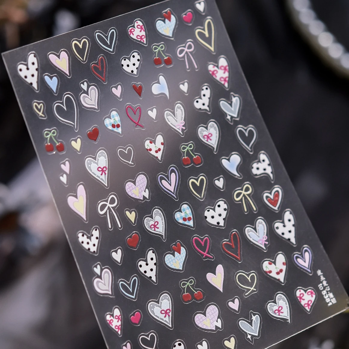 Autocollant de manucure Chic, cœur d'amour, nœud papillon, pois, ligne Simple, cerise, rétro, imprimé léopard, Graffiti coloré, étoile, Nail Art