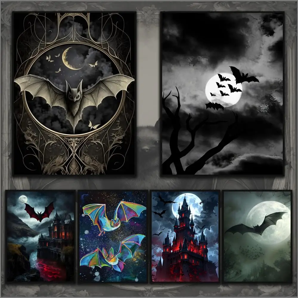 Cooles, erschreckendes schwarzes Fledermaus-Poster für Zuhause, Wohnzimmer, Schlafzimmer, Bar, Flur, klebrige Wandkunst, Druck, ästhetisches Dekor