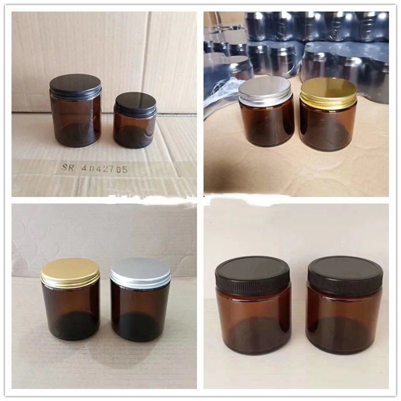 5pcs 100 ml/200 ml คอนเทนเนอร์แต่งหน้าแก้ว jar สําหรับเทียนหอม/ครีม/หน้ากากคอนเทนเนอร์อลูมิเนียม