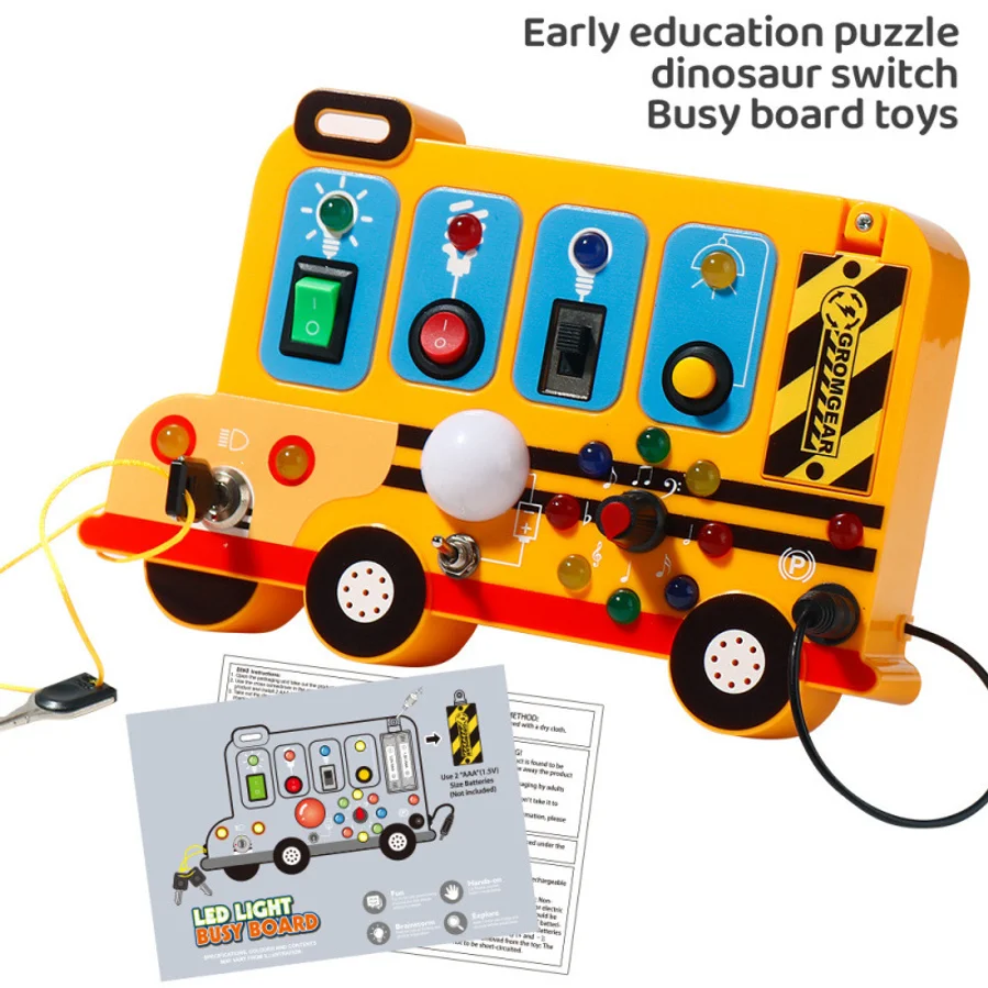 Educational Early Learning Toy: A Busy Board With A Multi-functional Led Switch, A Car Power Button, And A Festive Gift