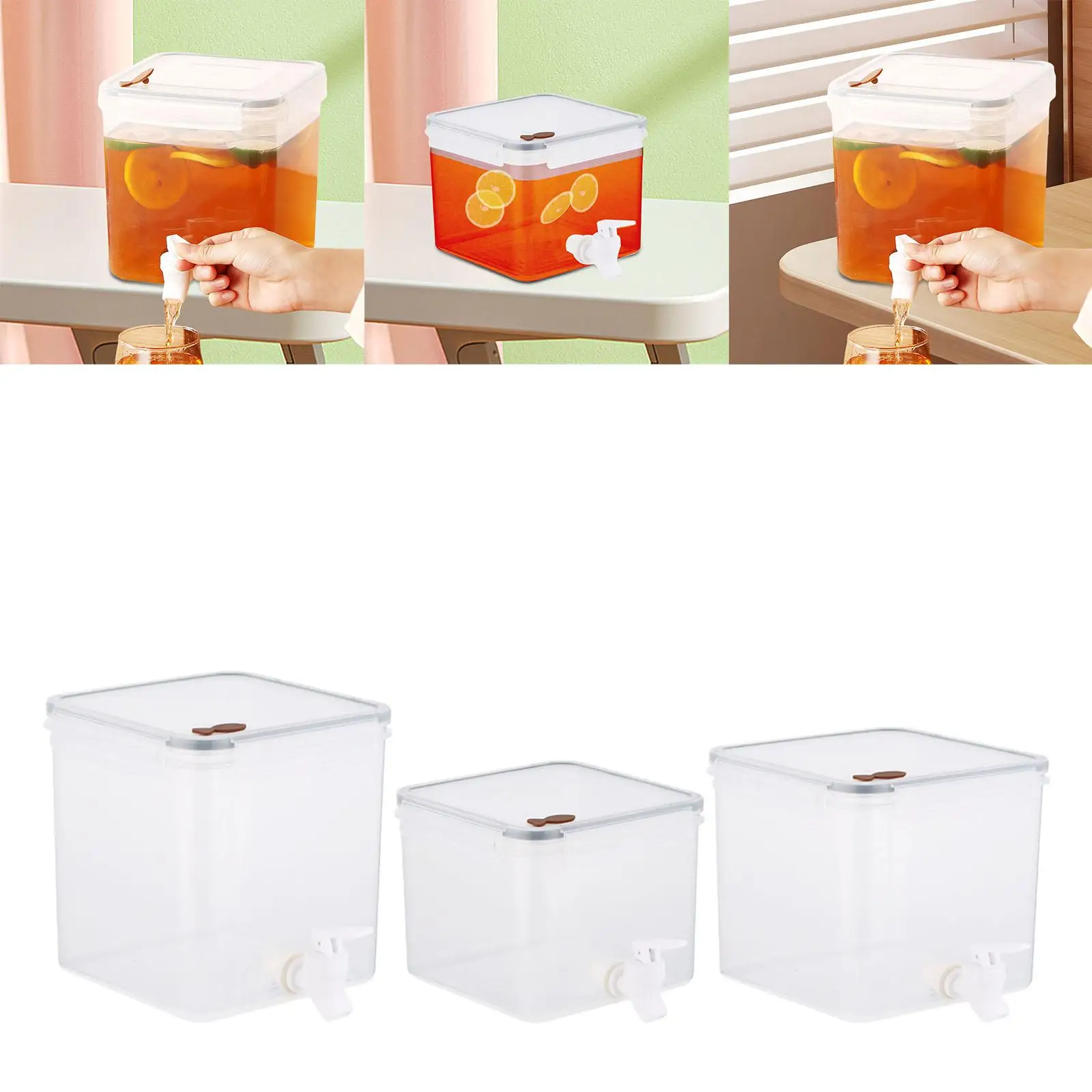 Cold Drinks Juice Dispensers Freezer or Tabletop Drinkware Iced Juice Barrel Cold Kettle with Faucet for Kitchen BBQ Wedding