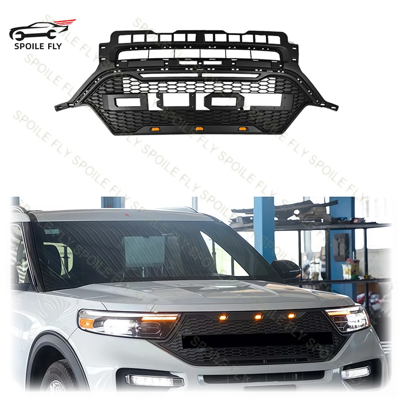 フォード　エクスプローラー　ラプターグリル フォード・エクスプローラー 2019-2024年式 ABS製 ブラックグリル LED
