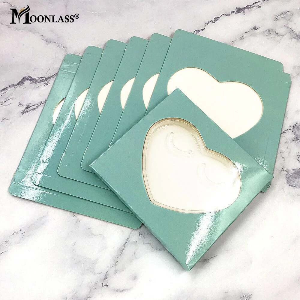 10/20/30 Pcs Heart Shaped Paper Lash Boxes Packaging False Eyelashes Square Case With Tray Mink Lashes Packaging Box Makeup Tool