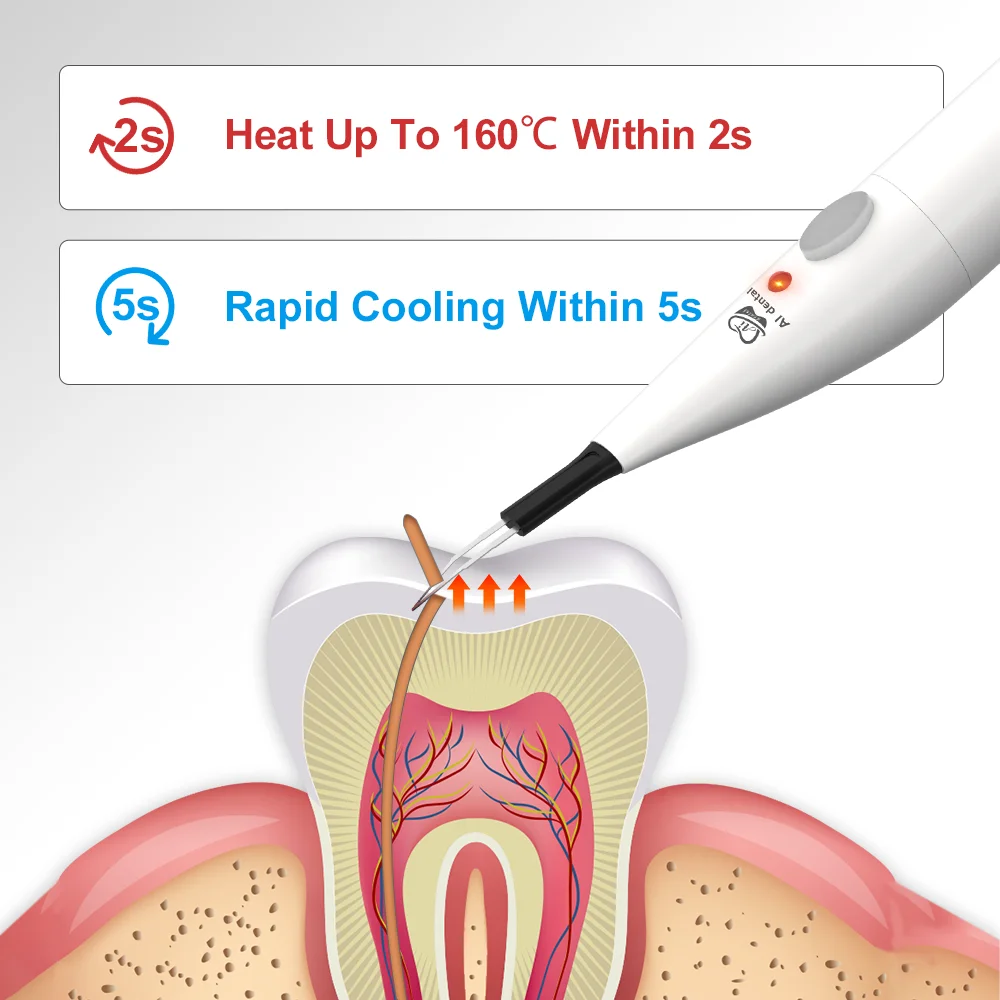 AI-Endo-CT Dental Endo Gum Tip Cutter 2-sekundowe szybkie ogrzewanie 5-sekundowe szybkie chłodzenie z 4 końcówkami igłowymi Gniazdo do