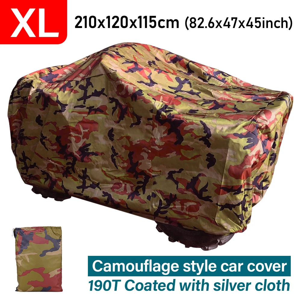 190T Camouflage L XXXL Quad ATV Cover Rain Waterproof Dust Sun UV Snow Protector Cover Suitable For ATV Forklift, scooter