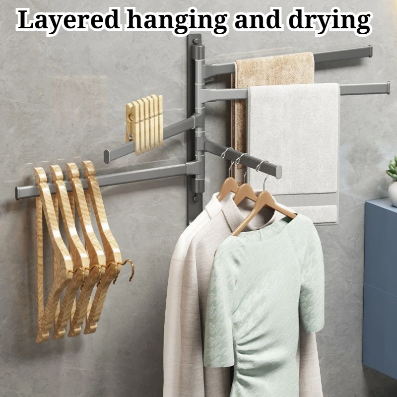 Bathroom Multi Layer Rotatable Towel Rack Wall-mounted Scratch Resistant Wear-resistant Towel Bar Durable Bathroom Fixture