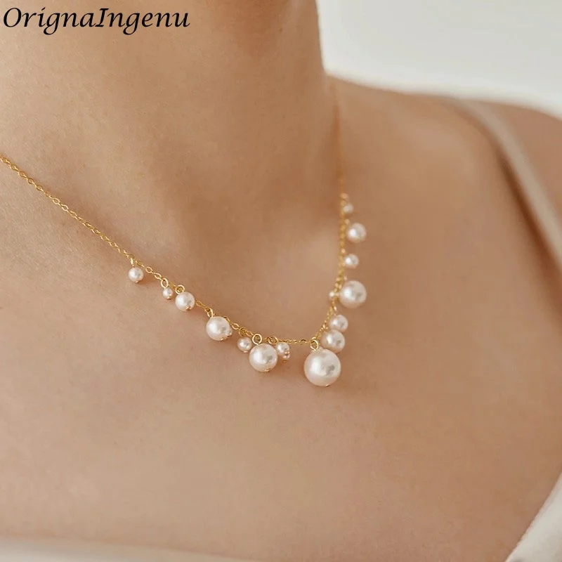 

Ожерелье из натурального пресноводного жемчуга с позолотой 14 карат для женщин, изящное колье ручной работы, устойчивое к потускнению, гипоаллергенные ювелирные изделия