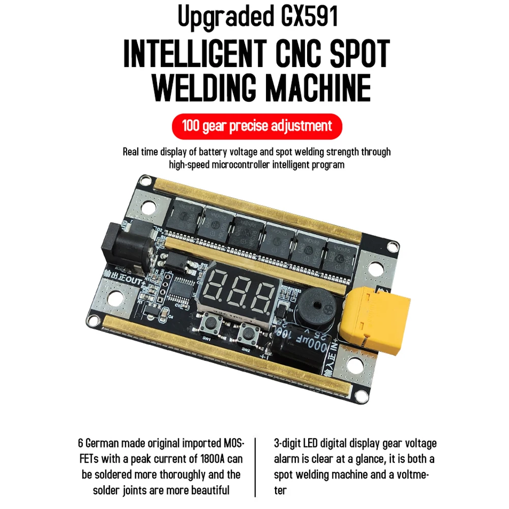 DIY Mini Spot Welding Machine 8-24V 99 Gears Adjustable Spot Welder Kit 0.1-0.2mm Nickel Sheet PCB Circuit Board Welding Tool