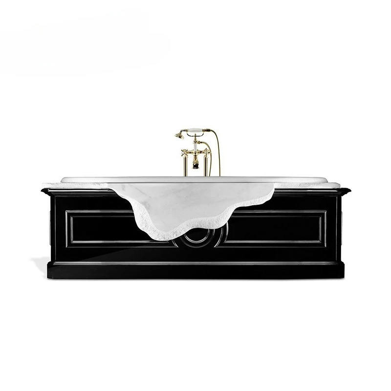 Ceramic scratch-resistant, easy-to-clean bath, embedded bathtub with faucet, hotel high-end bath sink