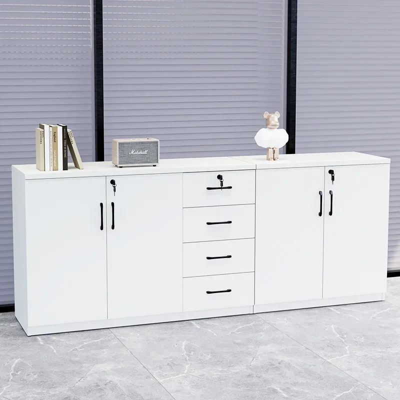Office low cabinet, file storage data floor cabinet with lock, drawer, edge storage cabinet