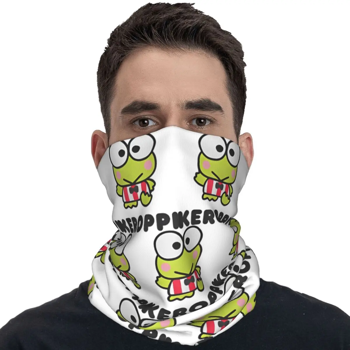 Keroppi Thinking Balaclava Riding Fishing Tactical Mask Men Funny UV Protection Bicycle Mask Soft Warm Neck Gaiter