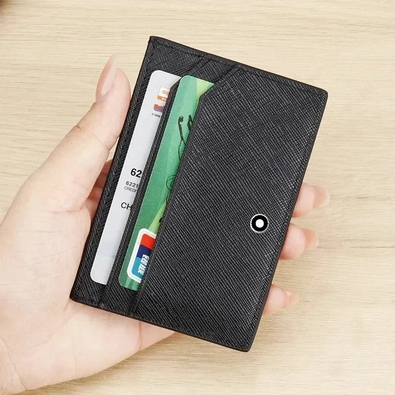 Busine Sle - Tarjetero de Cuero Genuino para Hombre, Delgado, Mini, para Tarjetas de Crédito, Estuche para Tarjetas de Identificación, Cartera Pequeña para Hombre