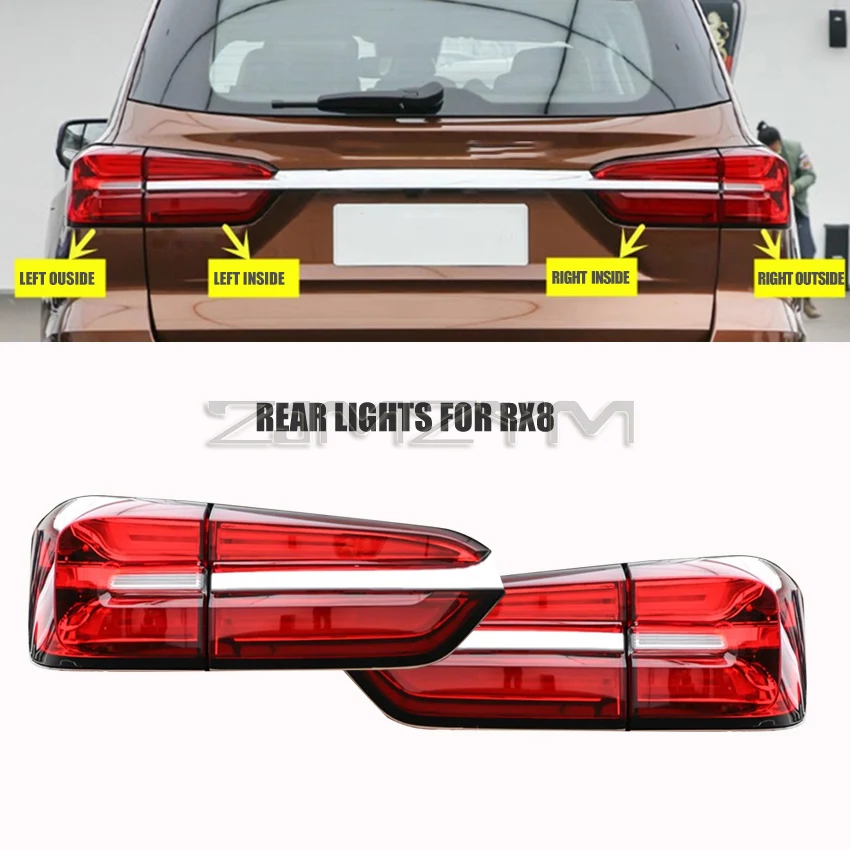 Car Rear Lights For SAIC Roewe RX8 Tail Parking Lamp Warning Lights Rear Turn Signal LED Top Outside or Inner Light Accessories