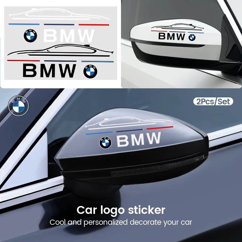 2Pcs Car Rearview Mirror Side Decal Stripe Sticker Vehicle Body Accessories For Bmw X1 X3 X4 X5 X6 X7 E46 E90 F20 E60 E39 F30 