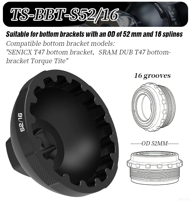 LEBYCLE Fahrrad Tretlager Installieren Und Entfernen Werkzeug SRAM DUB Tretlager Schlüssel Fahrrad BB Reparatur Tool Kit Für BBR60 GXP BB52XT – Detail 12