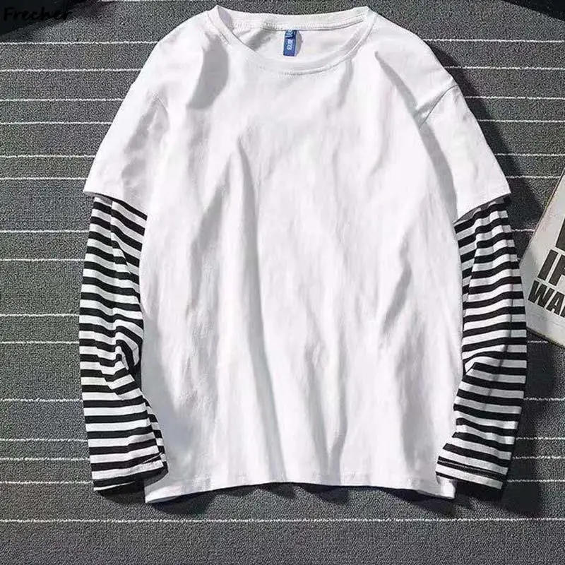 Cotton Striped T-shirt Women Long Sleeves Tee Tops Korean Fashion Plus Size Clothes Shirts Spring Summer Tee Shirts Breathable