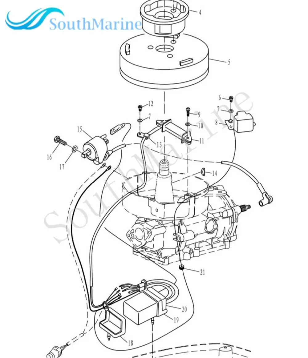 محرك القارب T5- 05000100   Pulser Coil Assy لمحرك Parsun HDX ثنائي الأشواط T4 T5 T5.8 الخارجي