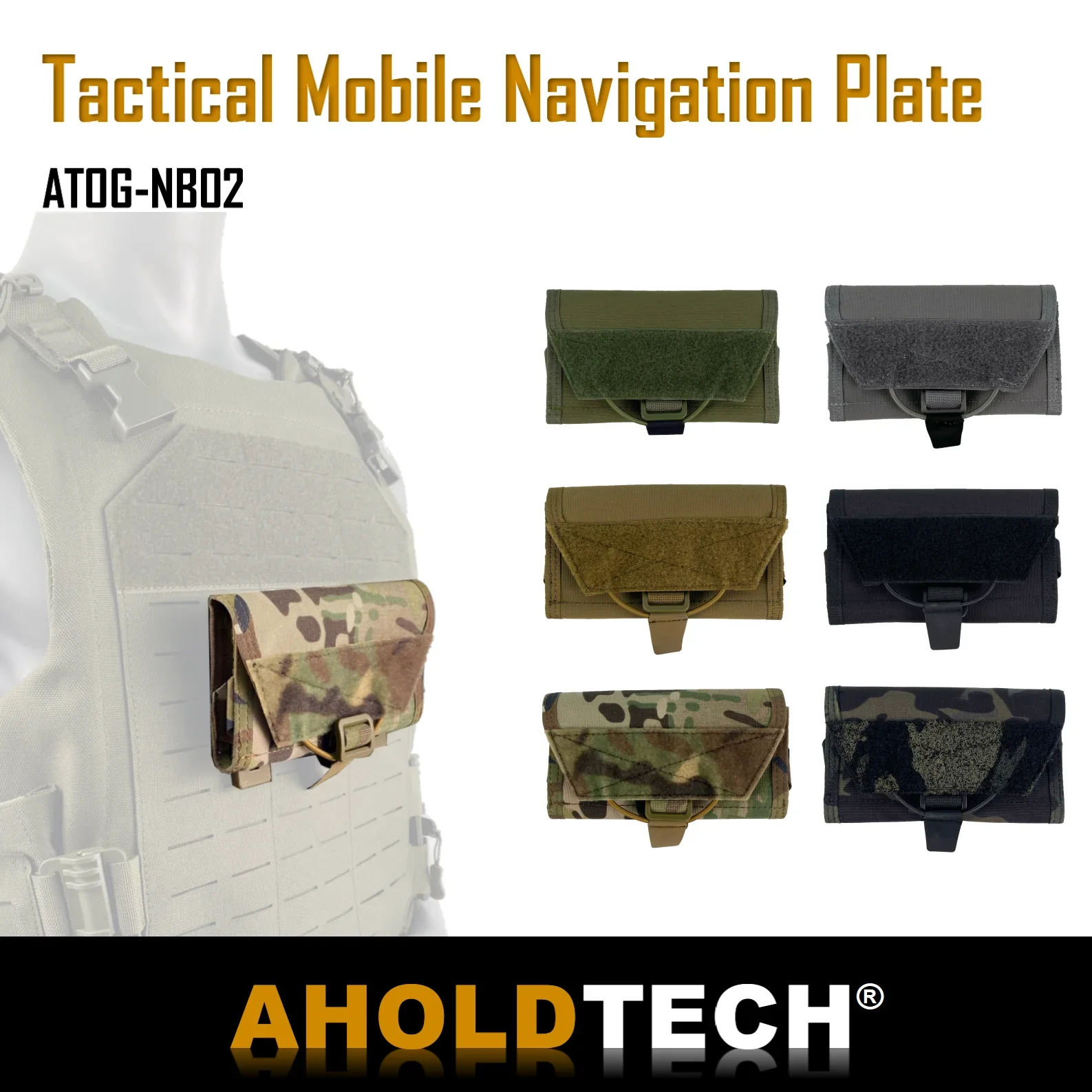 

Aholdtech Tactical Mobile Holder Pouch Map Navigation plate Molle Foldable Bag Tactical Carrier Hanging Vest Chest Rig Gear