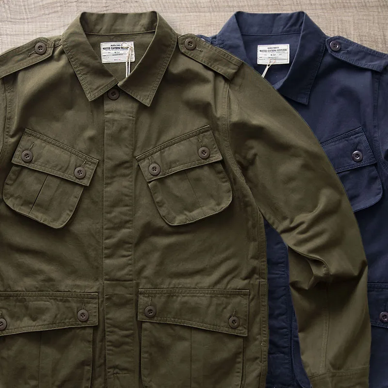 

TCU с несколькими карманами, американские винтажные повседневные куртки, весенне-осенние пальто из 100% хлопка с шевроном для мужчин, рабочая одежда Amekaji, одежда для охоты