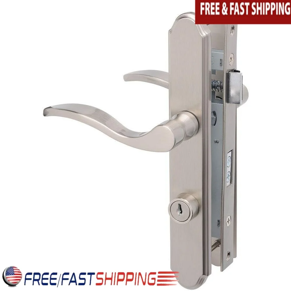 

Keyed Mortise Lever Latch with Deadbolt Screen Storm Doors Satin Nickel Secure Durable Easy Installation