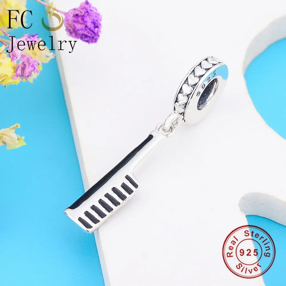 FC Jewelry Fit Original BrandCharms Bracelet 925 Sterling Silver Black Enamel Comb Bead For Making Berloque 2019 Fashion New