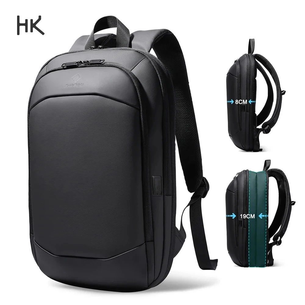 

Рюкзак для ноутбука HK Slim для мужчин, деловой расширяемый рюкзак, водонепроницаемый дорожный рюкзак с USB-портом, модный городской школьный рюкзак