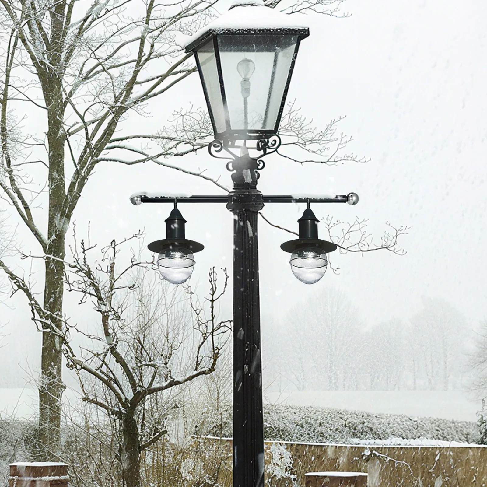 

Outdoor Lamp Post Cross Arm Ladder Rest Black Metal Adjustable Heavy Duty Garden Light Pole Arm Bracket Support