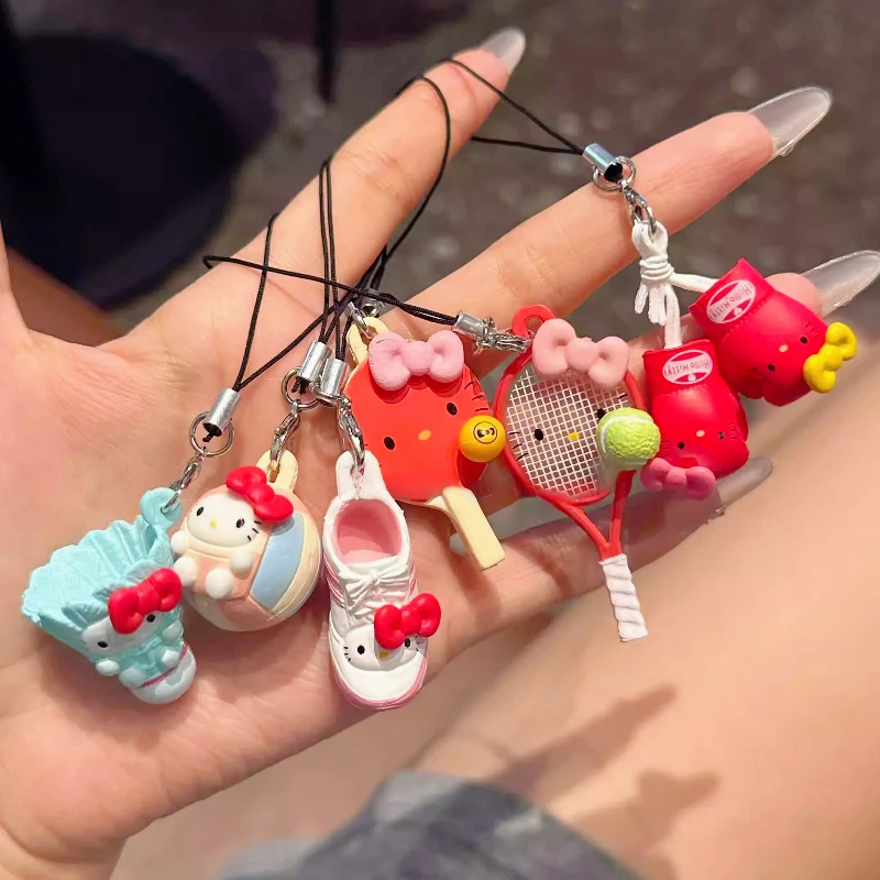 LLavero de Piano Kawaii Sanrio My Sweet, cuerda colgante para tenis, bádminton, Hello Kitty, colgante de cadena para teléfono, cordón antipérdida, decoración para bolso