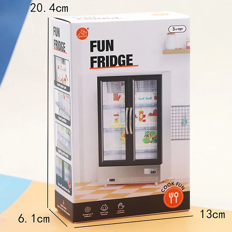 Dollhouse Furniture Freezer Model Kitchen Scene Mini Supermarket Double Door Refrigerator Doll Play House Ornaments