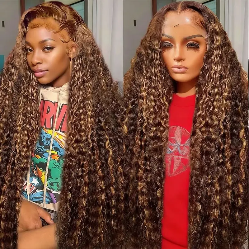 

13x4 Highlight Wig Human Hair 13x6 Hd Lace Frontal Wig 36 Inch Curly Wigs Deep Wave Lace Front Wig Pre Plucked With Baby Hair
