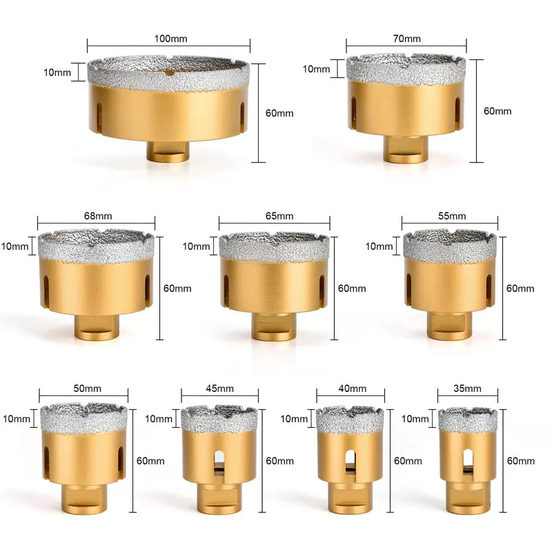 Diamond Hole Saw Kit,1Pcs M14 Thread Brazing Drill Bits Sets for Hole Saw Guide Drill Hole Saw to Ceramic,Tile,Marble, Granite