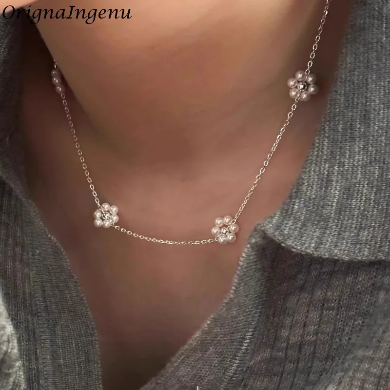 

925 Silver/14K Gold Filled Organic Pearl Necklace Handmade Pearl Pendants Tarnish Resistant Jewelry Hypoallergenic Necklace