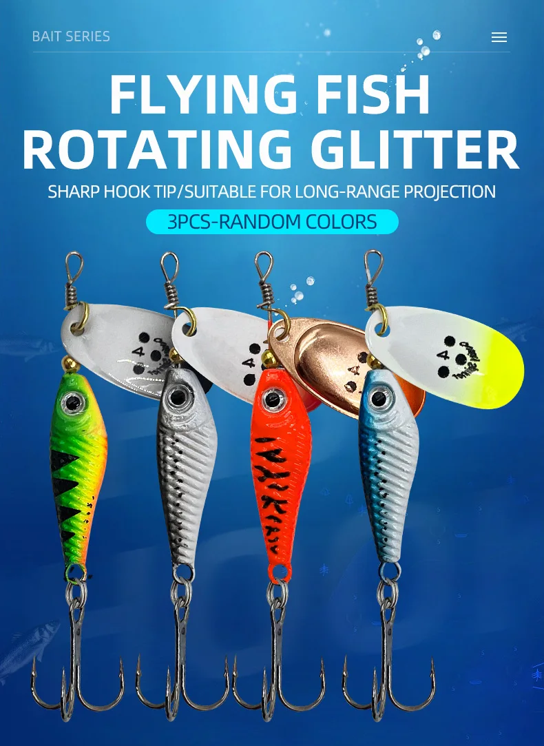 ShareShark 3 Stück Rotierende Metall-Spinner Angelköder 10/15/20g Künstliche Hartköder für Karpfen, Barsch, Hecht mit Dreifachhaken Angelzubehör – Detail 1