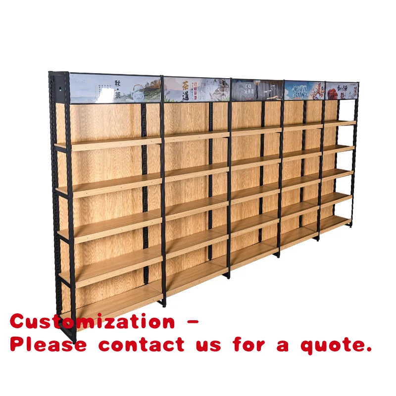 

Customize.Customized Supermarket Wooden & Metallic Light Duty Single Sided Display Racks Shelving