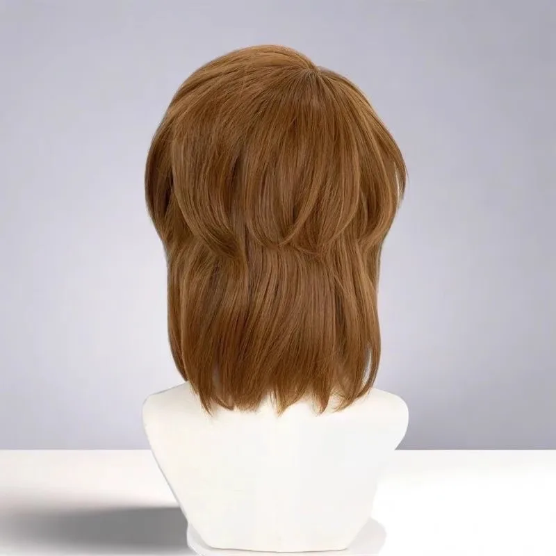 Detective Conan Ai Haibara Cosplay-Perücke – kurzer brauner Bob mit Z-Teil-Kopfhaut, Miyano Shiho Anime-Kostümhaar, hitzebeständiges Syn
