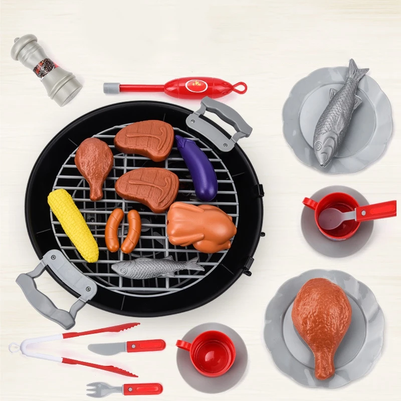 Kids Toys Sets BBQ Barbecue Grill Toy Accessories Children's Play Role Chef Simulation BBQ Suits Kitchen Performing Gift