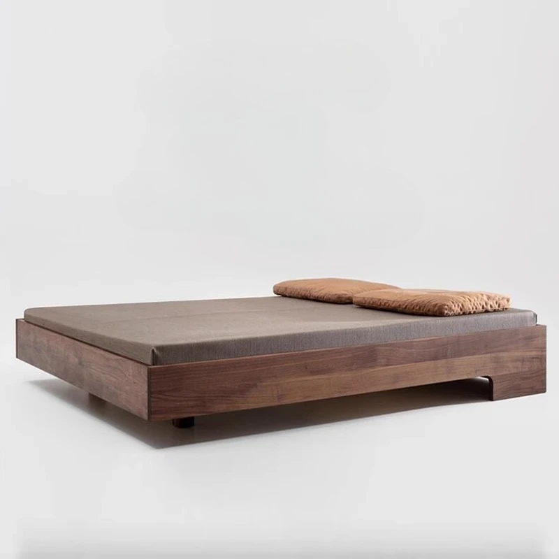 

Minimalist Modern Nordic Suspended Tatami Solid Wood Bed Black Walnut And Ash Wood Beds Bedroom Furniture Low Bed Frame Luxury