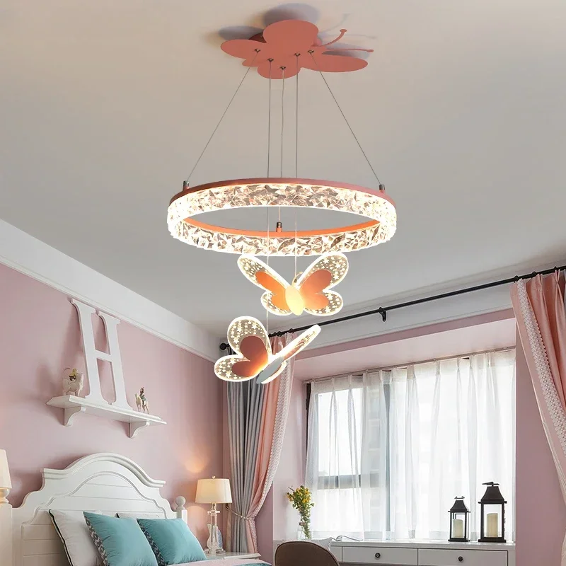 

Modern Butterfly Style Chandelier New Dimming LED Lights For Living Dining Room Children's Bedroom Pendant Lamps Indoor Lighting