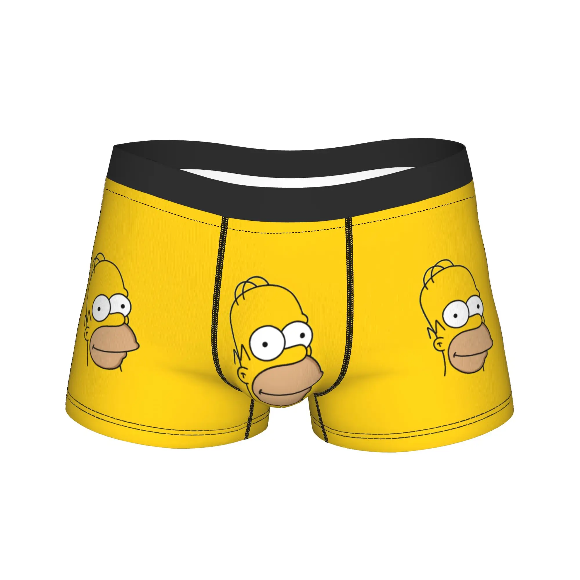 Homer S-Simpson Cartoon Head Portrait Underwear  Man Shorts Briefs Breathable Boxer Shorts Trenky Custom DIY Plus Size Panties