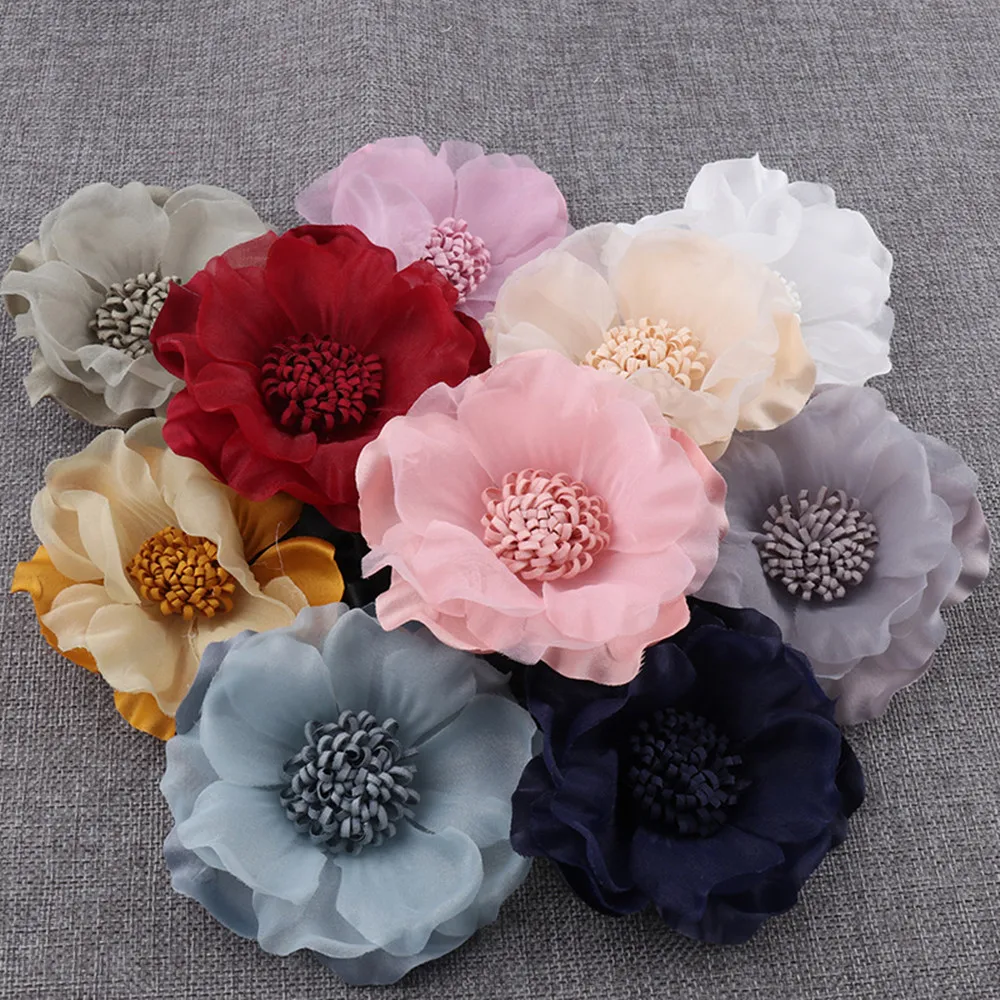 

5Pcs/Lot 10CM Handmade Fabric Chiffon Simulation Flowers Clothing Hat Decoration DIY Accessories