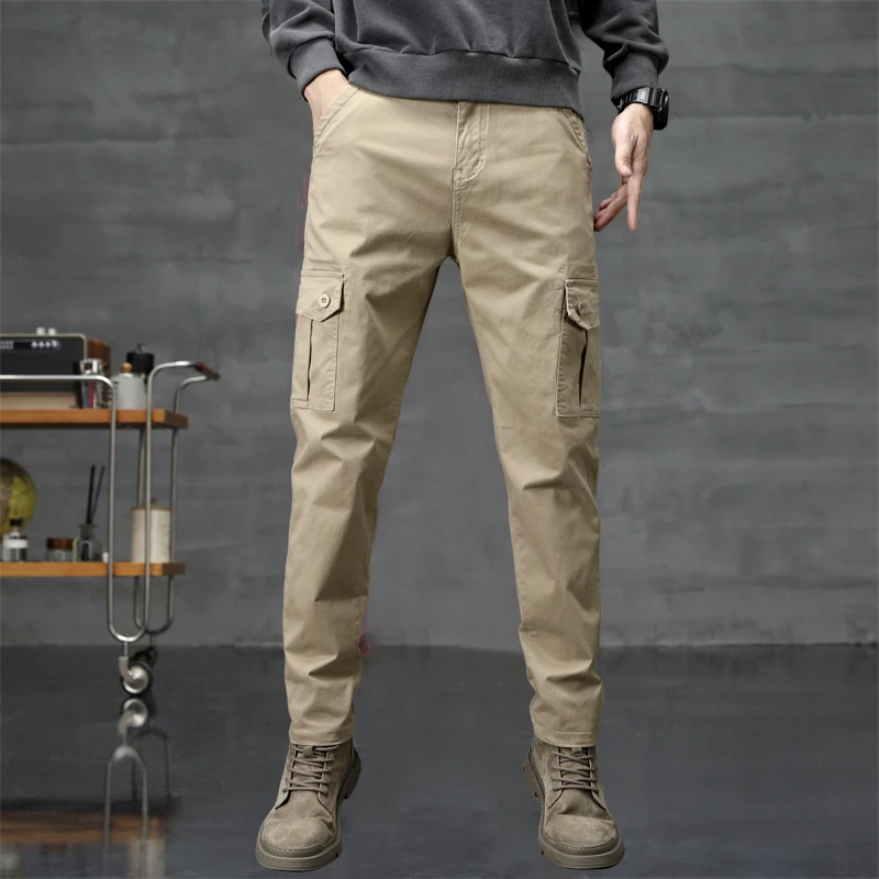 

Men's Camouflage Work Trousers Elastic Wear-Resistant Trendy Brand Multiple kets Pure Cotton Casual Long Pants Spring Autu...