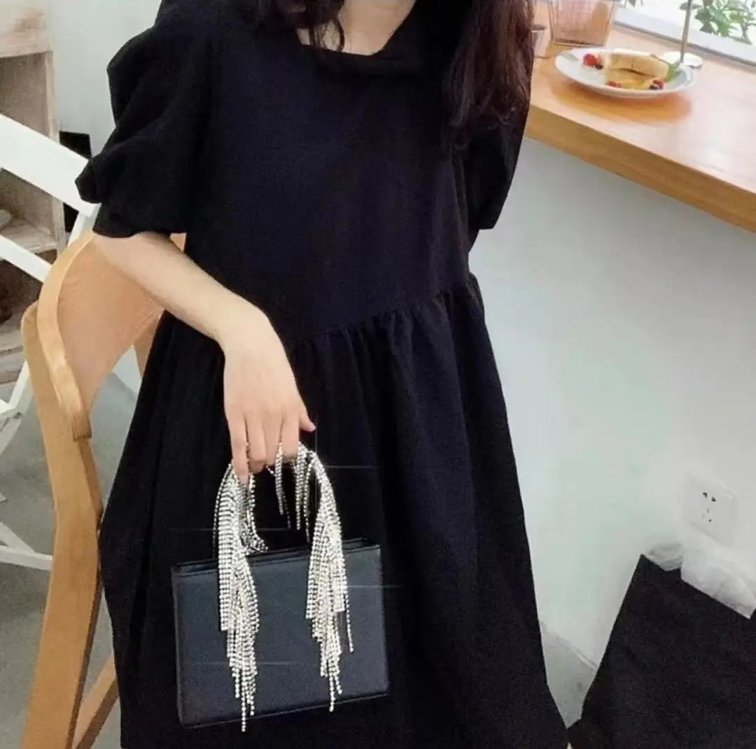 

Tassel And Rhinestone Evening Bag Ladies' Small And Cute Handbag Exquisite And Versatile Small Square Bag Trendy Chain Bag