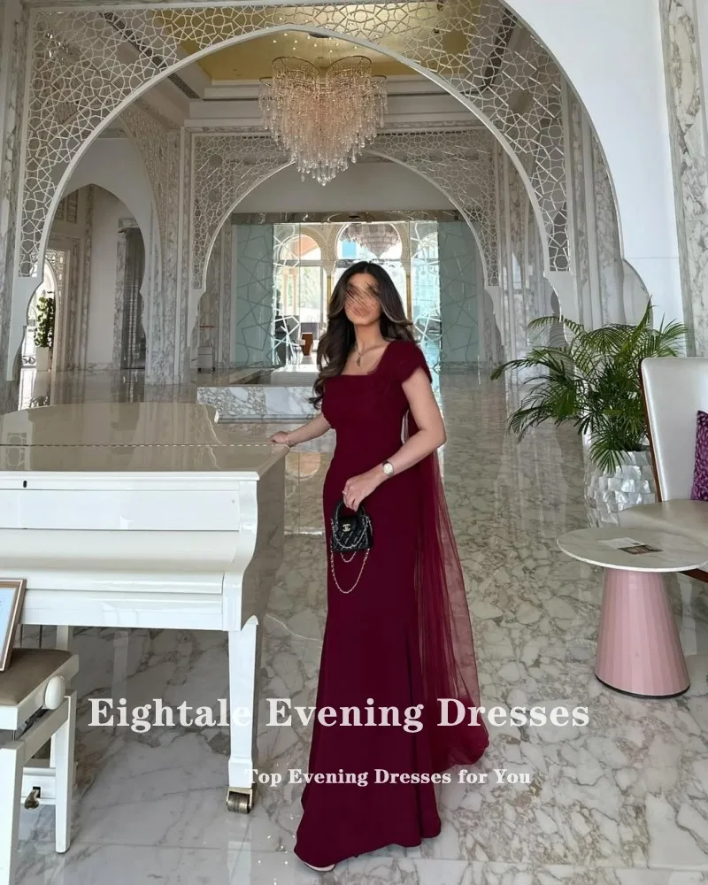 Eightale アラビアイブニングドレスカスタマイズされたストラップレスバーガンディストレッチサテンマーメイドウエディングウェディングパーティードレス