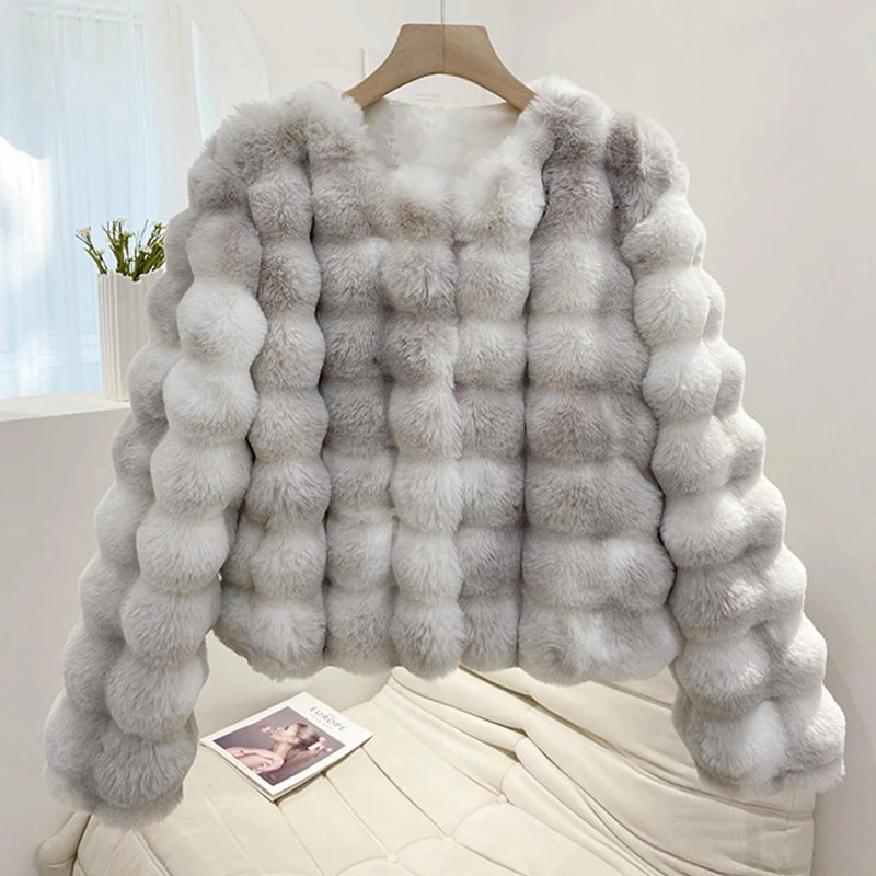 

Mink Fur Coat Women 2023 Autumn Faux Fur Coat Tie-dye Printed Fluffy Overcoat Fashion Elegant Lady Korean Style Fuzzy Outwear