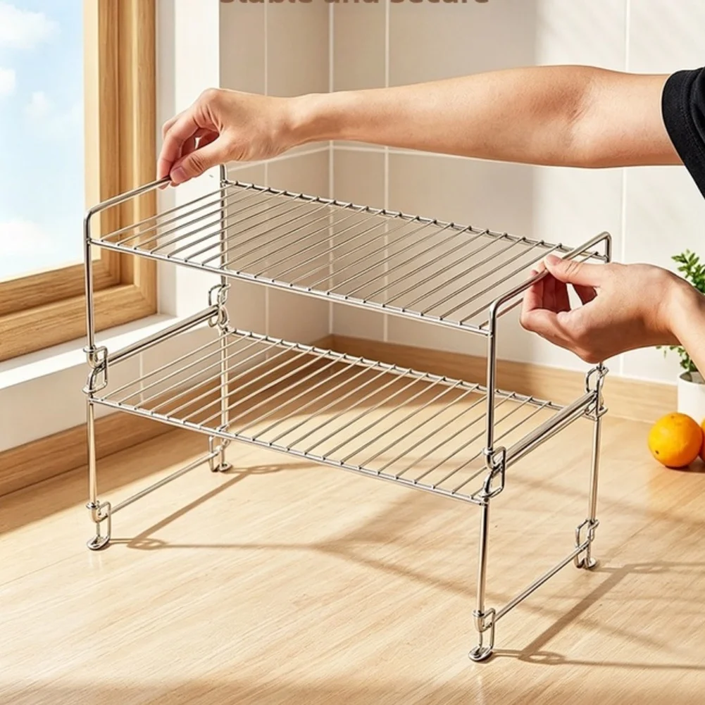 Stackable Stainless Steel Shelf for Kitchen Countertop Designed to Hold For Spices Utensils and Cookware Together